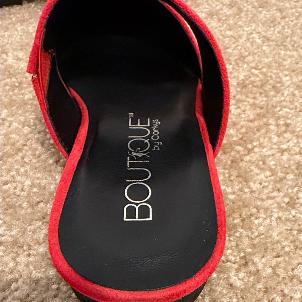 Boutique by Corkys- Carina Red Suede Slide Mules Size 7- NWT - Picture 6 of 7